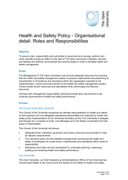 Health and Safety Policy - Organisational detail: Roles and