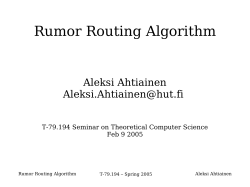 Rumor Routing Algorithm - Laboratory for Theoretical Computer