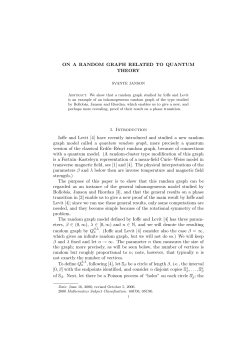 ON A RANDOM GRAPH RELATED TO QUANTUM THEORY 1