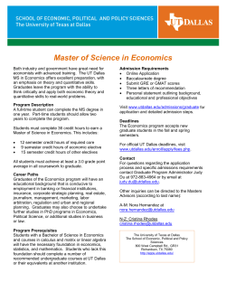 Master of Science in Economics - The University of Texas at Dallas