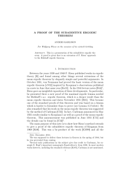 A PROOF OF THE SUBADDITIVE ERGODIC THEOREM 1