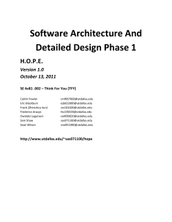 Software Architecture and Detailed Design