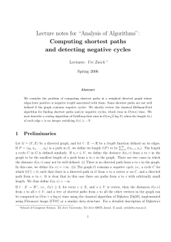 Lecture notes for &ldquo;Analysis of Algorithms&rdquo;: Computing shortest paths