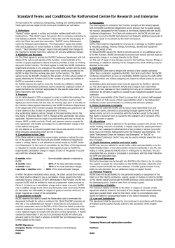 Standard Terms and Conditions for Rothamsted Centre for