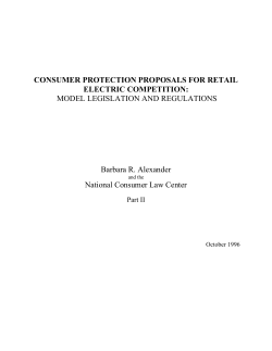 - Consumer Protection Proposals For Retail Electric Competition