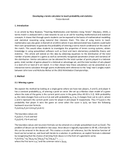 Developing a tennis calculator to teach probability and statistics