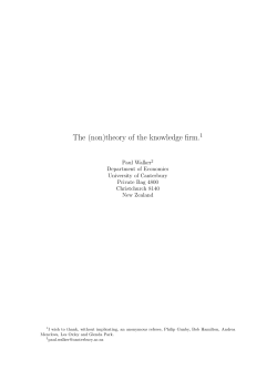 theory of the knowledge firm - Economics and Finance