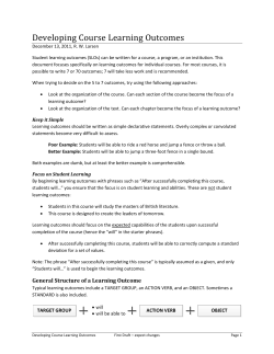 Developing Course Learning Outcomes