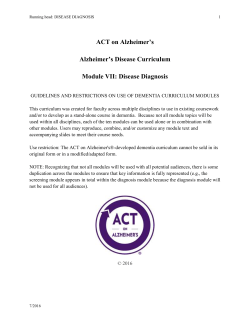 ACT on Alzheimer*s - ACT on Alzheimer`s