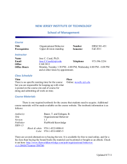 HRM 301 Organizational Behavior - NJIT: Course Schedule