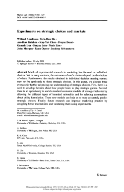 Experiments on strategic choices and markets - Teck