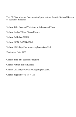 The Economic Problem - National Bureau of Economic Research