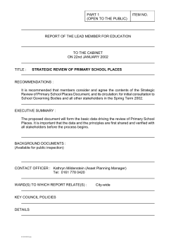 Strategic Review of Primary School Places