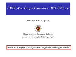 CMSC 451: Graph Properties, DFS, BFS, etc.