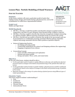 Lesson Plan: Particle Modeling of Hand Warmers For the Teacher