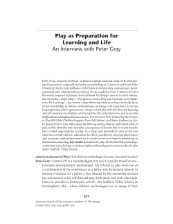 Play as Preparation for Learning and Life: An Interview with Peter Gray