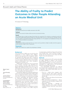 The Ability of Frailty to Predict Outcomes in Older People Attending