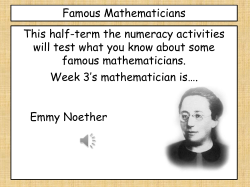 "Noether" here - Mrs Howard`s Numeracy Network