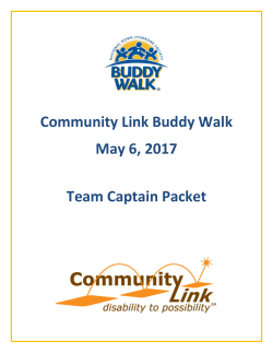 Community Link Buddy Walk May 6, 2017 Team Captain Packet