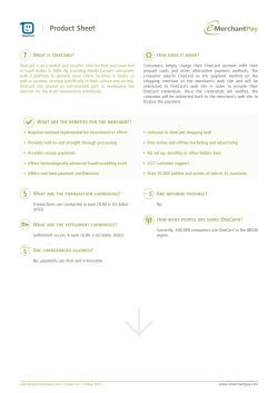 OneCard Product Sheet