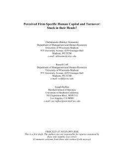 Perceived Firm-Specific Human Capital and Turnover