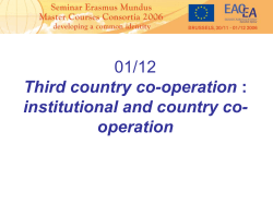 Workshop 1 30/11 Facilitating Mobility: Outcomes of the Erasmus