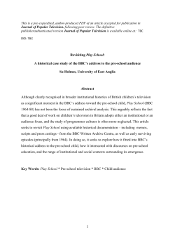 Revisiting Play School - UEA Digital Repository