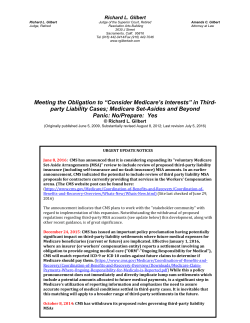 "Consider Medicare`s Interests" in Third-party Liability Cases