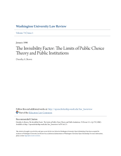 The Invisibility Factor: The Limits of Public Choice Theory and Public