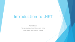 Introduction To .NET Core 1.0 - Universitatea &bdquo;Alexandru Ioan Cuza&rdquo;