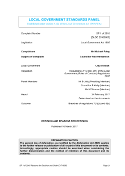 SP 1 of 2016 LGSP Reasons for Decision and Order