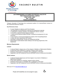 Lecturer Senior Lecturer Statistics