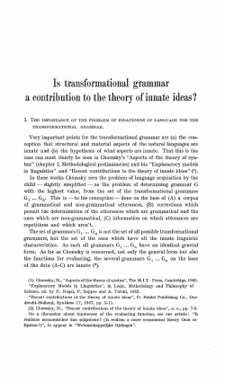 Is transformational grammar a contribution to the theory of innate