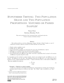 Hypothesis Testing: Two Population Means and Two Population