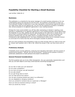 Feasibility Checklist for Starting a Small Business