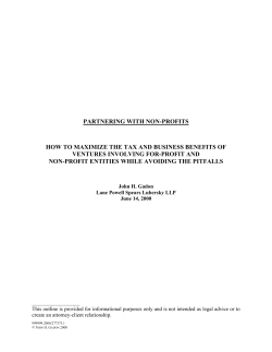 PARTNERING WITH NON-PROFITS HOW TO MAXIMIZE THE TAX