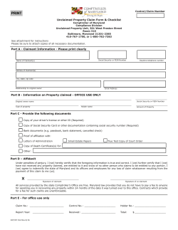 Claim Form - Comptroller of Maryland
