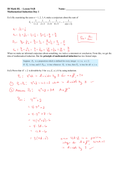 IB Math HL &ndash; Lesson 9AB Name: Mathematical Induction Day 1