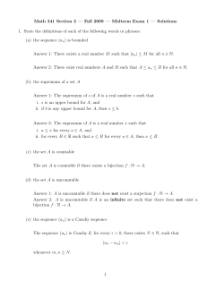 Math 341 Section 2 &mdash; Fall 2009 &mdash; Midterm Exam 1 &mdash; Solutions 1