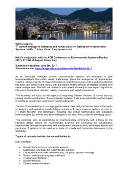 Call for papers: 4th Joint Workshop on Interfaces and Human