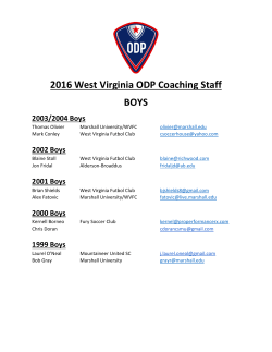 2016 West Virginia ODP Coaching Staff BOYS