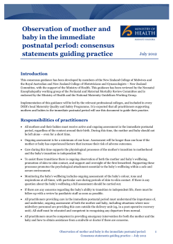Observation of Mother and Baby in the Immediate Postnatal Period