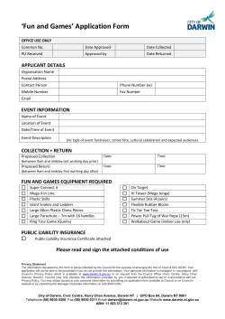 Application Form `Fun and Games` Equipment