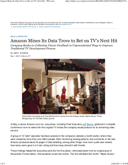 Amazon Mines Its Data Trove to Bet on TV`s Next Hit
