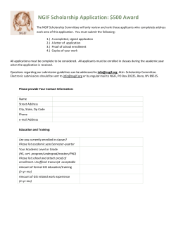 NGIF Scholarship Application: $500 Award