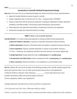 Experimental Design Worksheet