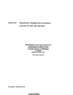 swp 61/91 &ldquo;strategic marketing planning: a state of the art review&rdquo;