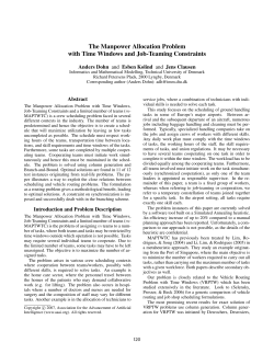 The Manpower Allocation Problem with Time Windows and Job