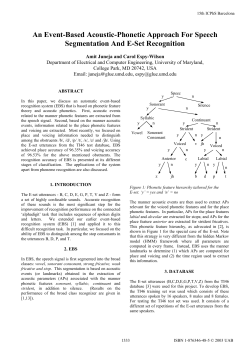 An Event-Based Acoustic-Phonetic Approach for Speech