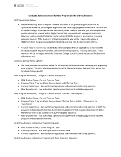 Guide for New Program and Re-Entry Admissions